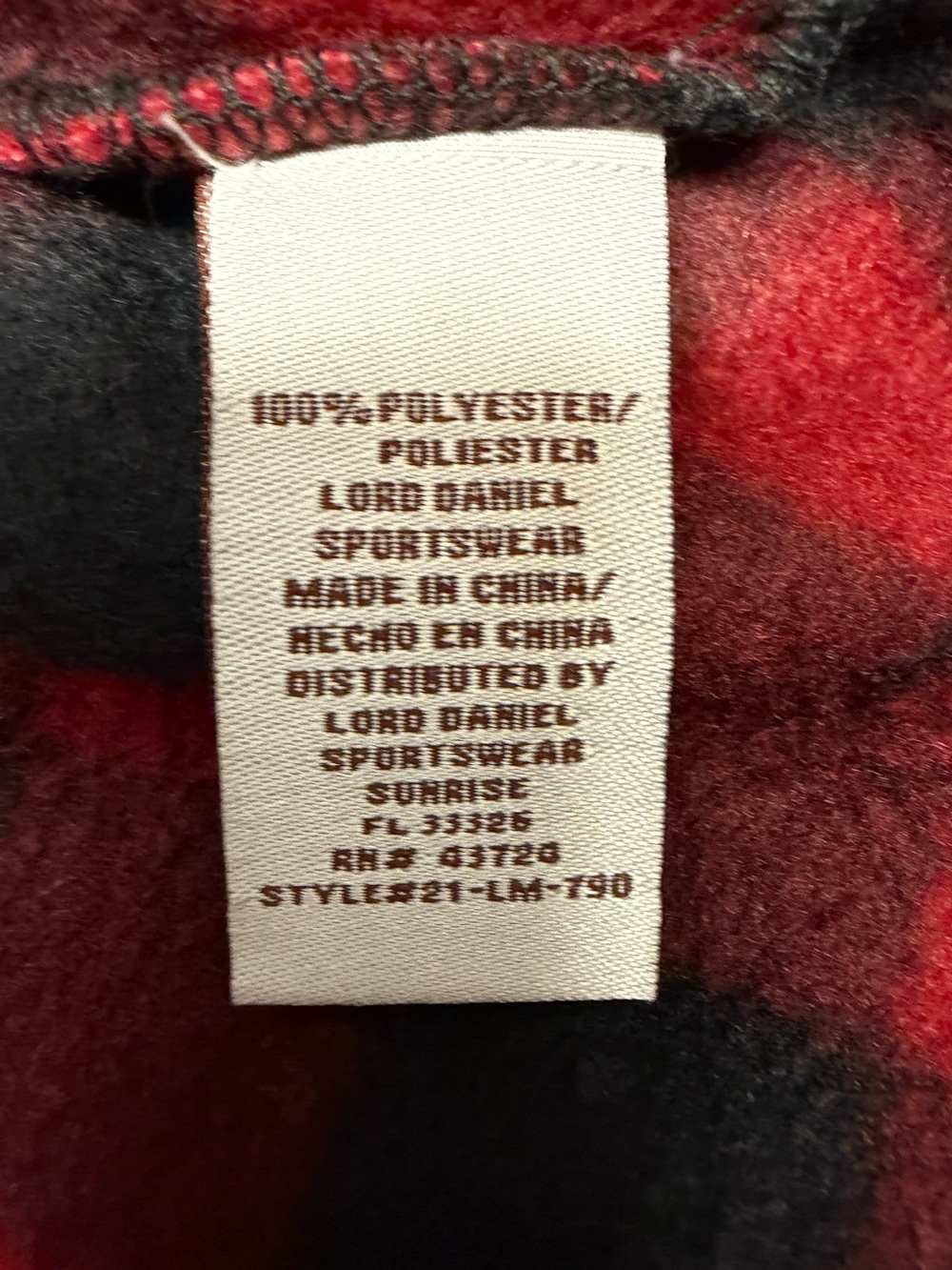 LeModa Fleece Red & Black Buffalo Plaid Poncho - Picture 6 of 7